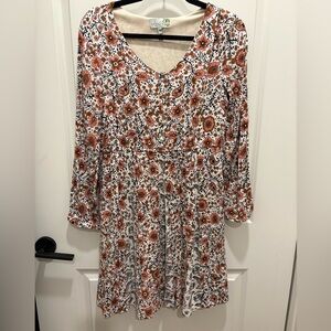 Sahalie Salmon and White Floral Long Sleeve Dress 🍣